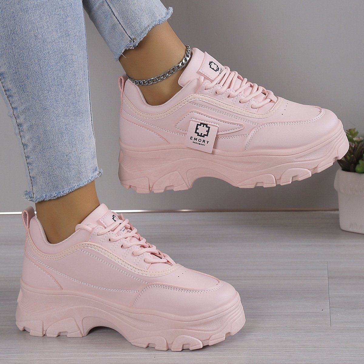 Candy-colored platform soled fashion sneakers