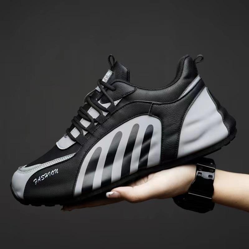 Trendy hand-wrapped sole breathable leather sneakers