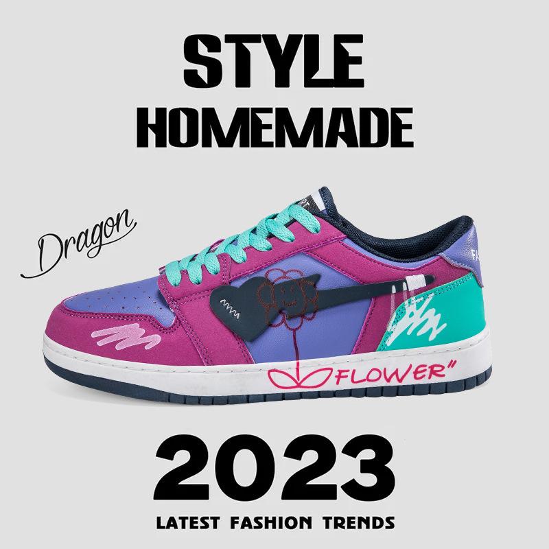 Flower Hand painted graffiti fashion casual shoes