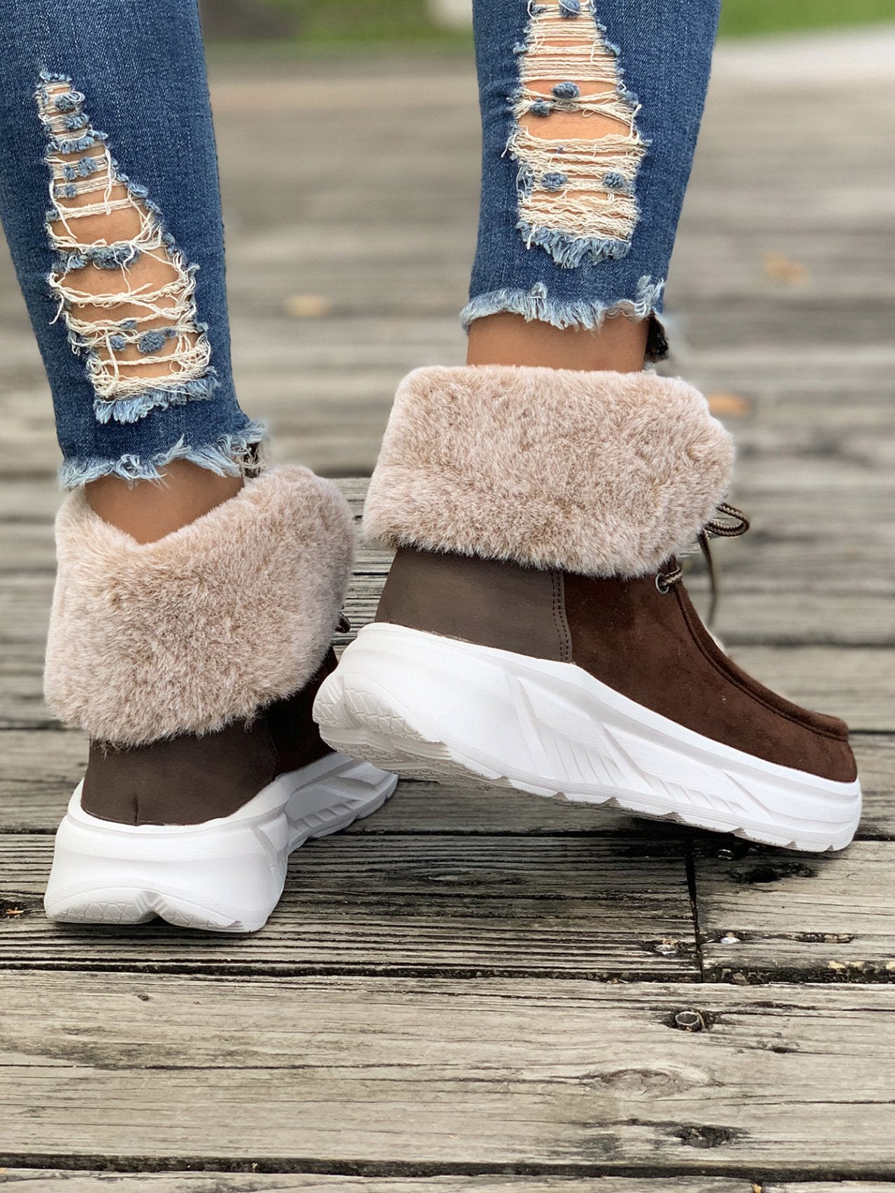 Women's fleece orthopedic snow boots