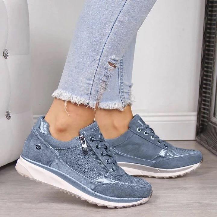 Women Stylish zippered comfortable breathable non-slip sneakers - fits