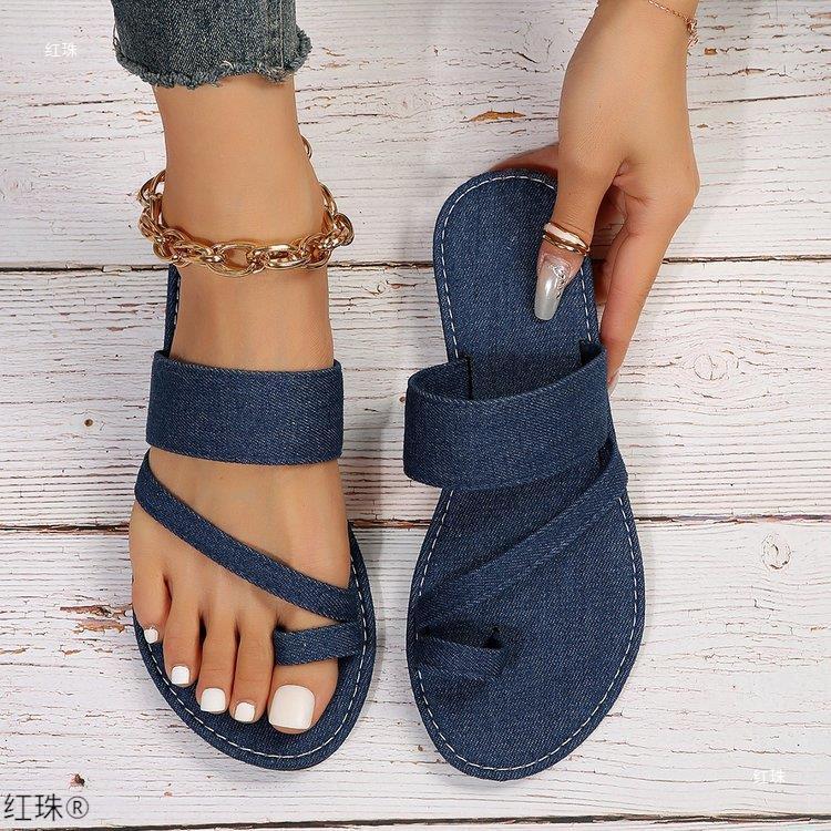 Women Minimalist Toe Ring Thong Sandals - fits