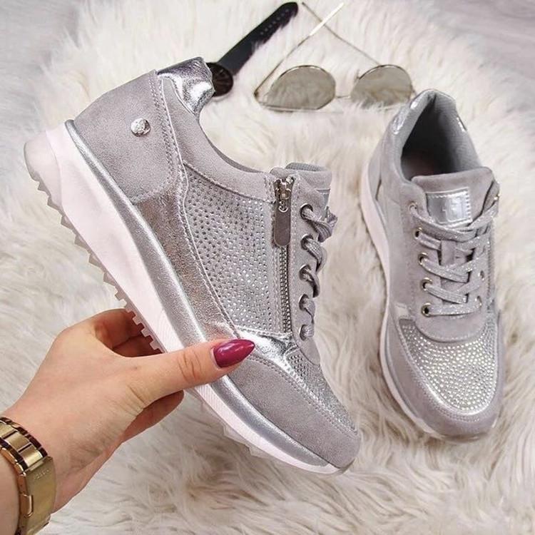 Women Stylish zippered comfortable breathable non-slip sneakers - fits