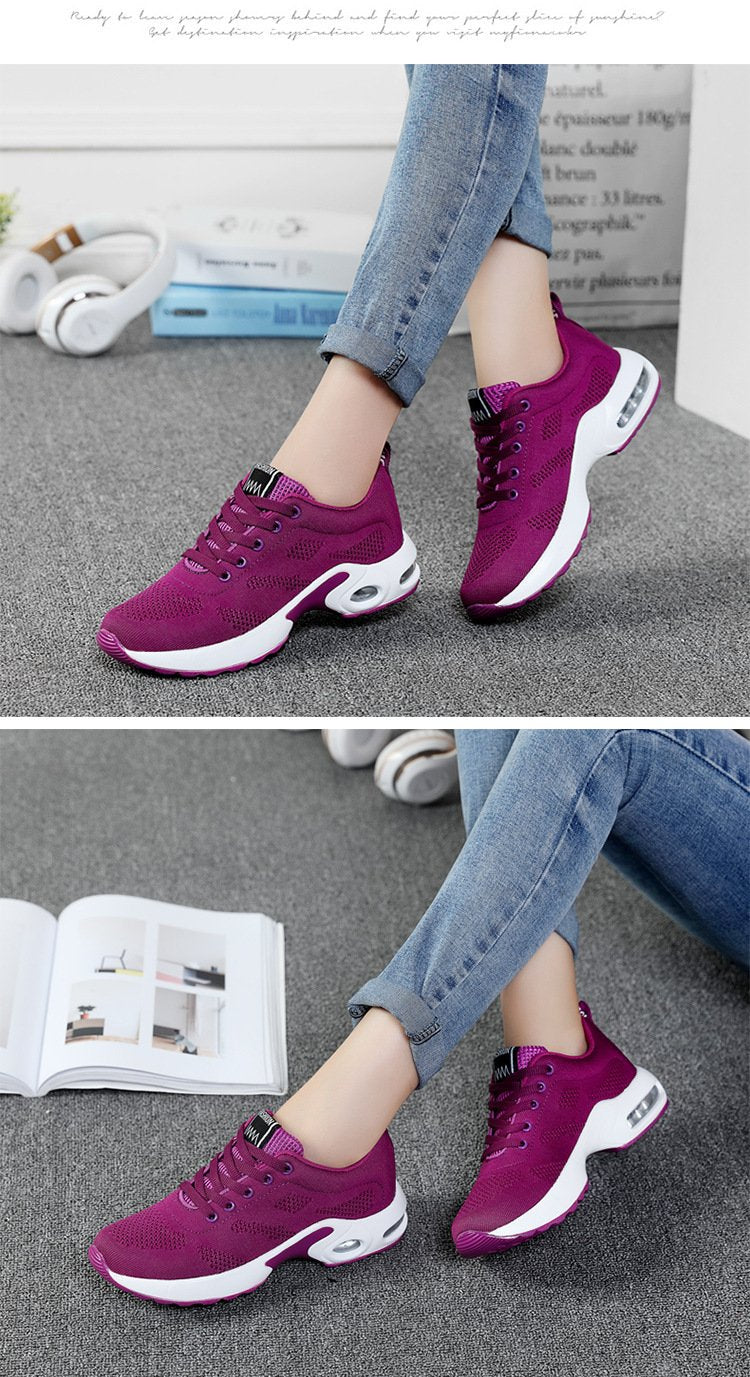 Women's fashion air cushion heightened mesh casual running sneakers - fits