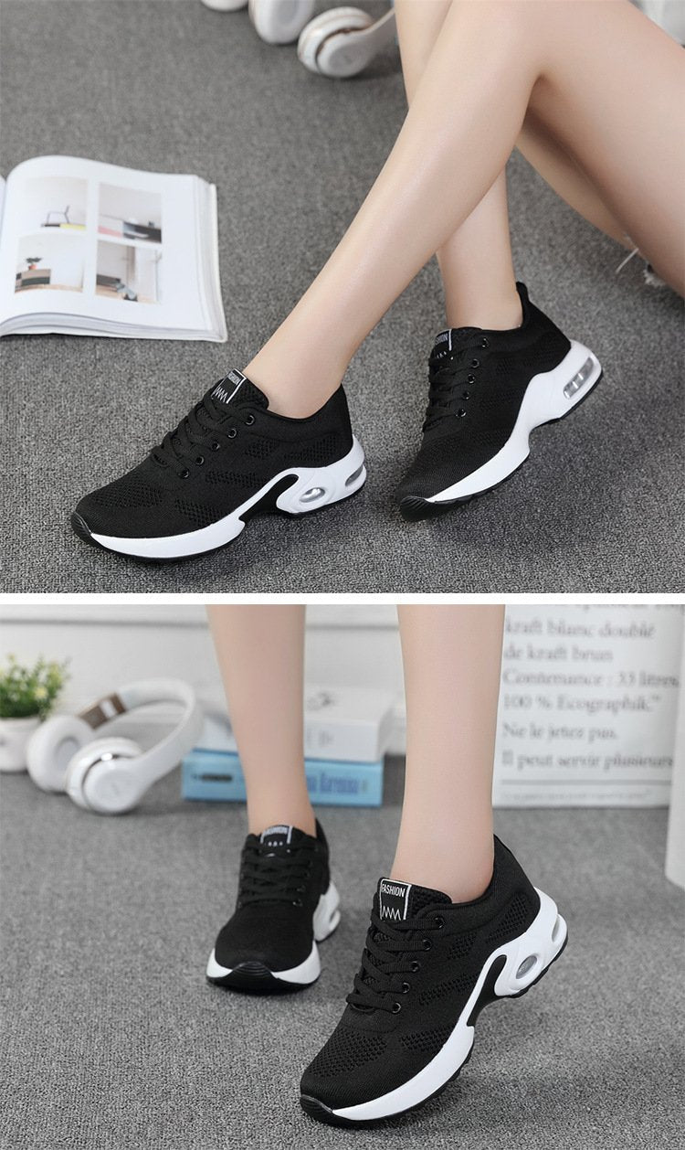 Women's fashion air cushion heightened mesh casual running sneakers - fits