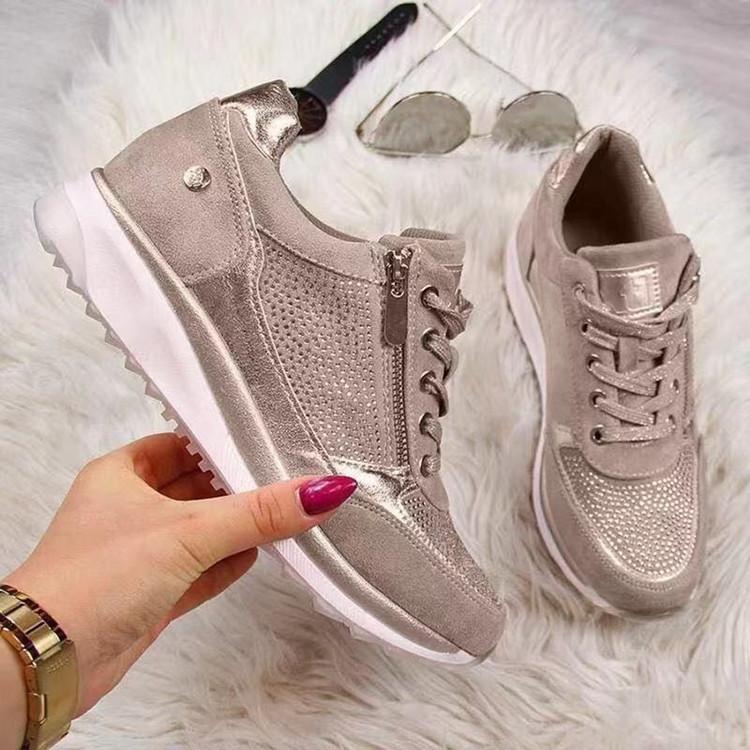 Women Stylish zippered comfortable breathable non-slip sneakers - fits