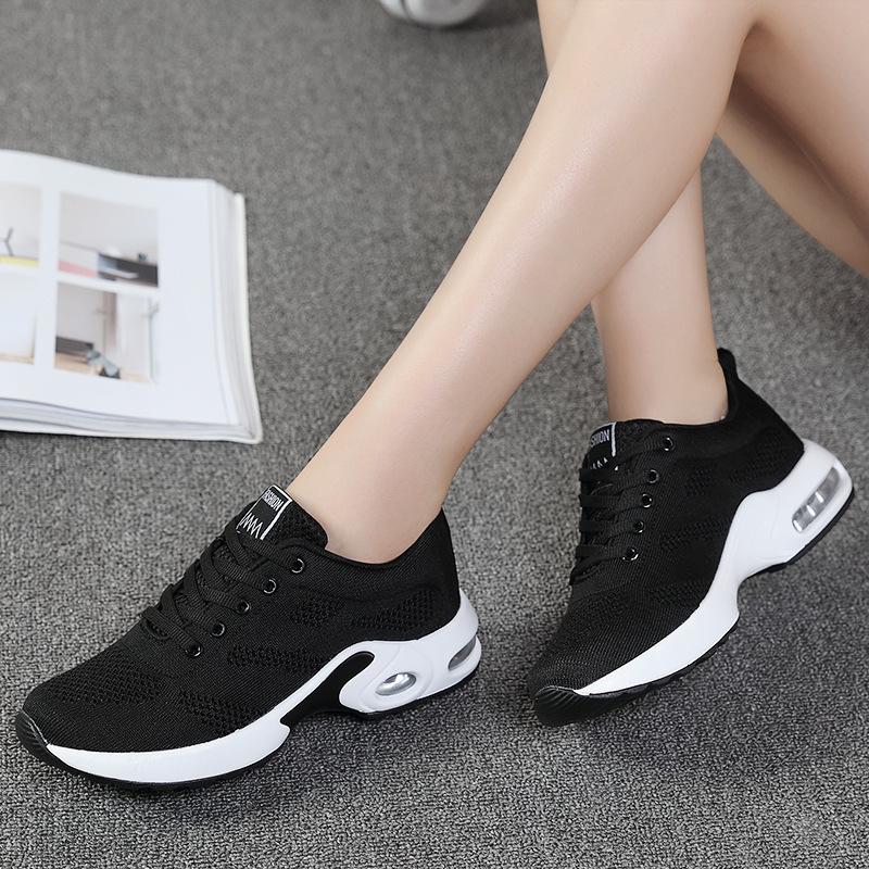 Women's fashion air cushion heightened mesh casual running sneakers - fits