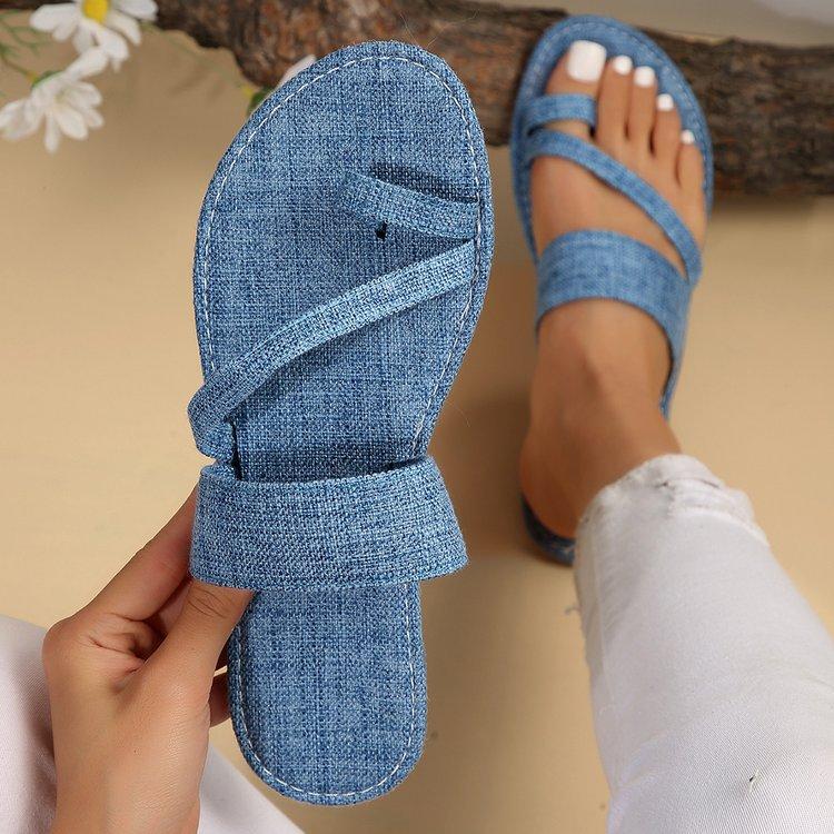 Women Minimalist Toe Ring Thong Sandals - fits