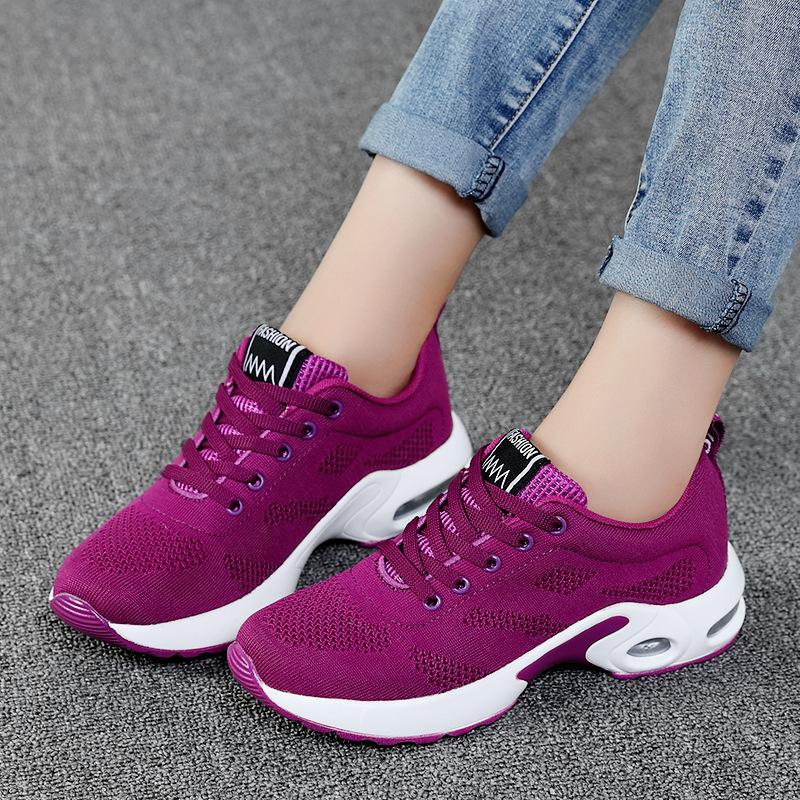 Women's fashion air cushion heightened mesh casual running sneakers - fits