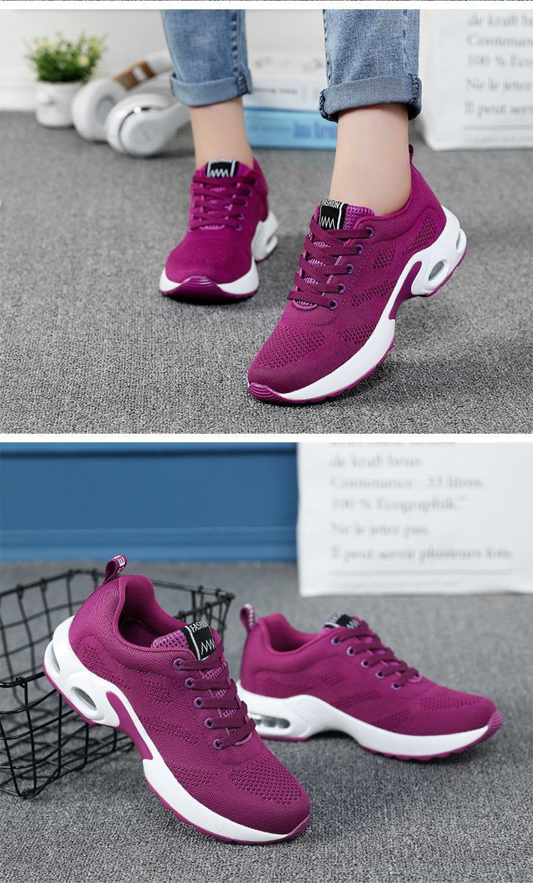 Women's fashion air cushion heightened mesh casual running sneakers - fits