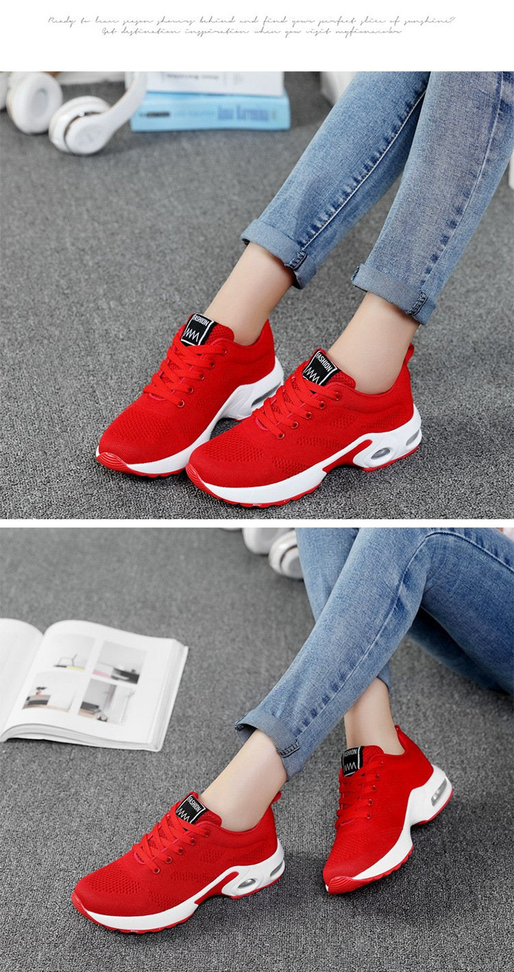 Women's fashion air cushion heightened mesh casual running sneakers - fits