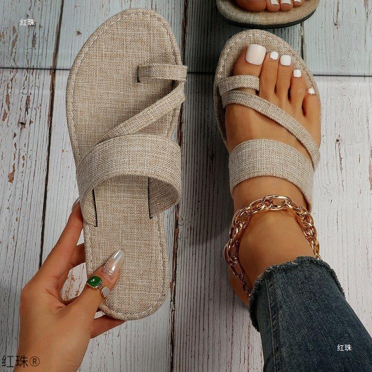 Women Minimalist Toe Ring Thong Sandals - fits