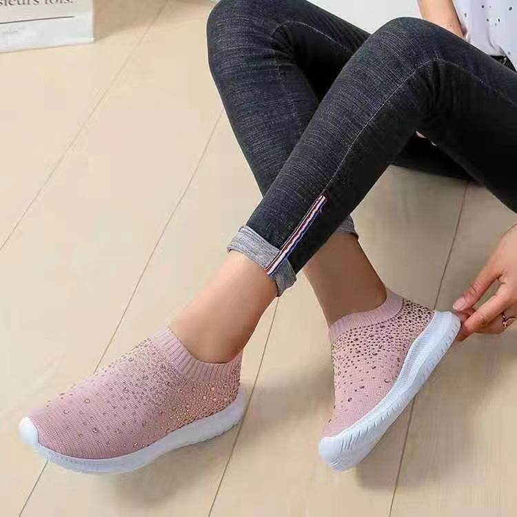 Women's Crystal Breathable Orthopedic Slip-On Walking Shoes - fits